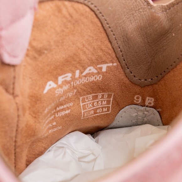 Ariat Women Carnation Pink Suede Summer Ankle Cowboy Western Boots sz 9 - Picture 6 of 7